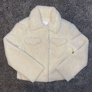 GB Girls Teddy Bear Coat Faux Fur White Ivory Cream Thick Soft Size 10-12 NWT